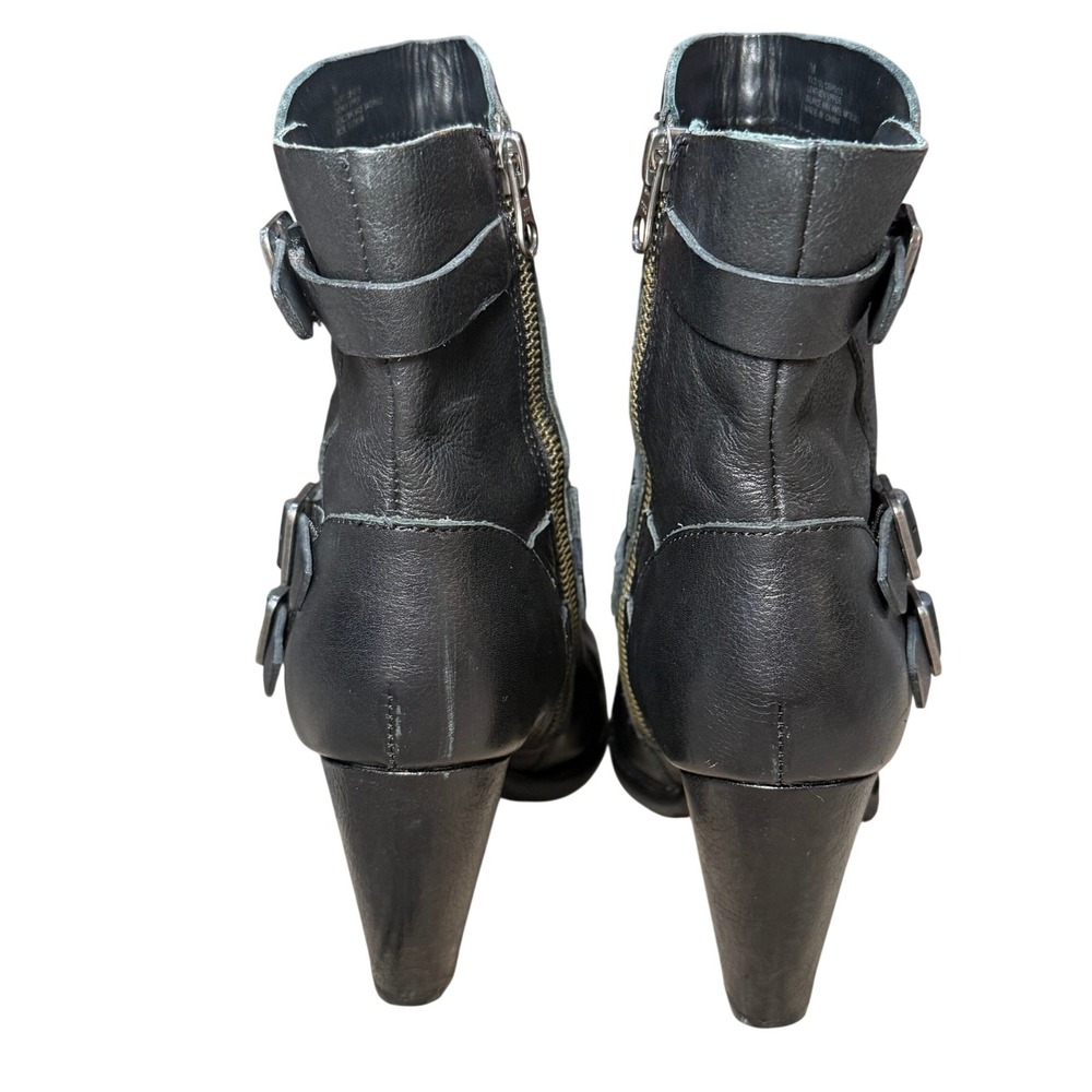 Kork-Ease‎ Leather Heel Triple Buckle Moto Biker Boots Western Revival Women 7 - Picture 5 of 14